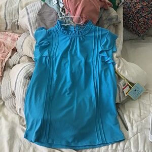 NWT CeCe Blue Ruffle Blouse